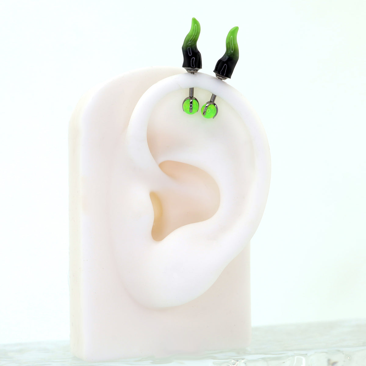 CRUX - PAIR OF Satan Demon Horn Titanium Cartilage Studs - product overview
