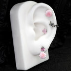 Butterfly Floral Earrings Rose Pink Cartilage & Helix Look - product image 3