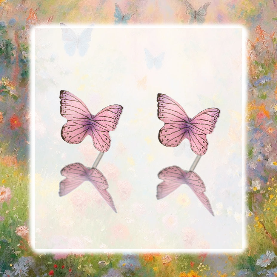 Butterfly Floral Earrings Rose Pink Cartilage & Helix Look - product image 5