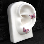 Butterfly Floral Earrings Rose Pink Cartilage & Helix Look - product image 4