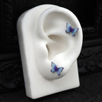 Butterfly Floral Whisper Rose Blue Cartilage & Helix Look - Butterfly Floral Whisper Rose Blue Cartilage & Helix Look - Butterfly