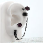 Black Six-Spike Chain Ear Clips - Black Six-Spike Chain Ear Clips - Chain