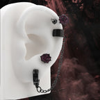 Black Six-Spike Chain Ear Clips - Black Six-Spike Chain Ear Clips - Chain