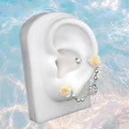 Openwork Rose & Pearl Chain Stainless Steel Earrings - product overview