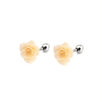 Openwork Rose & Pearl Chain Stainless Steel Earrings - product image 2