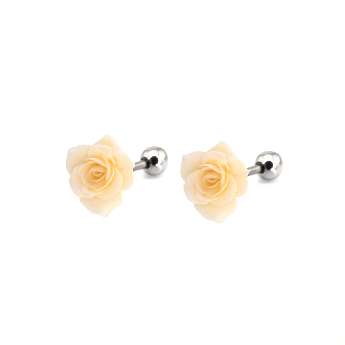Openwork Rose & Pearl Chain Stainless Steel Earrings - product image 2