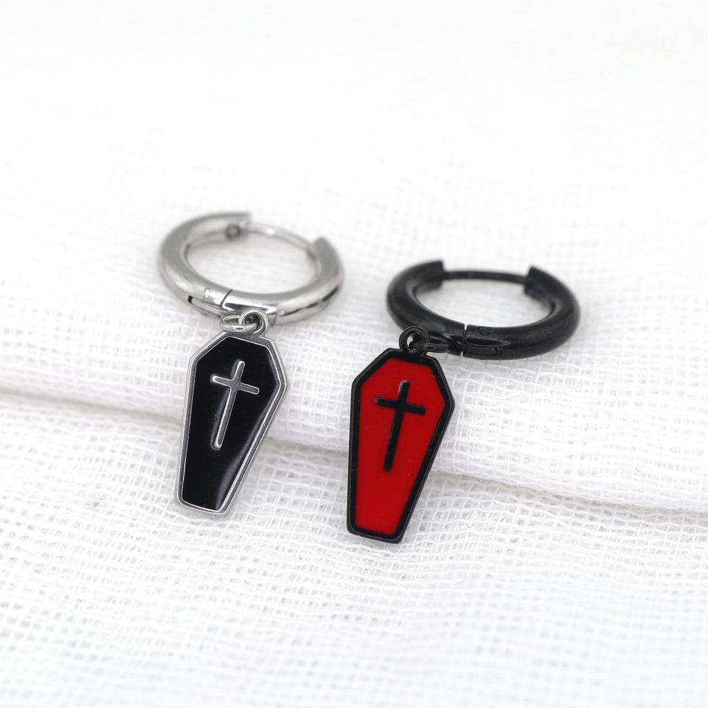 Hallowmas - PAIR OF Coffin Cross Stainless Steel Earring - product image 2