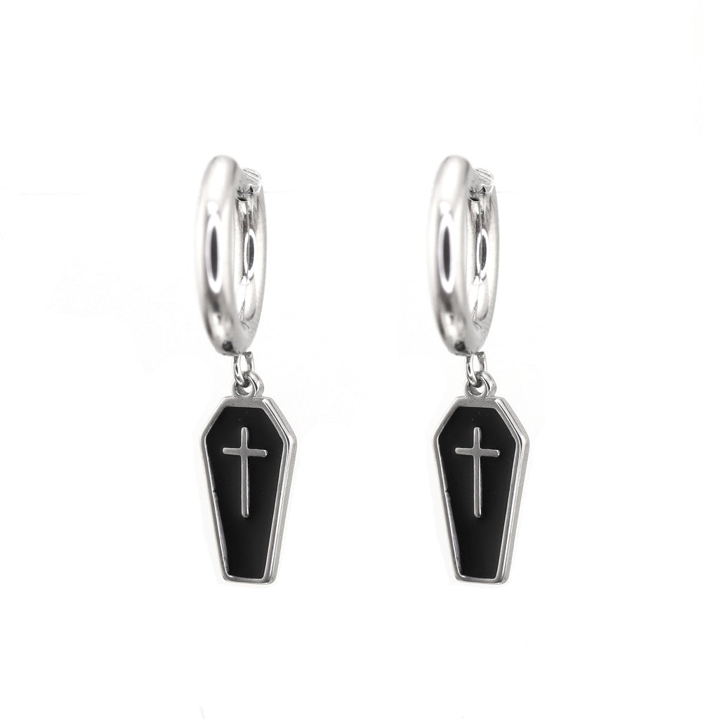 Hallowmas - PAIR OF Coffin Cross Stainless Steel Earring - product image 4