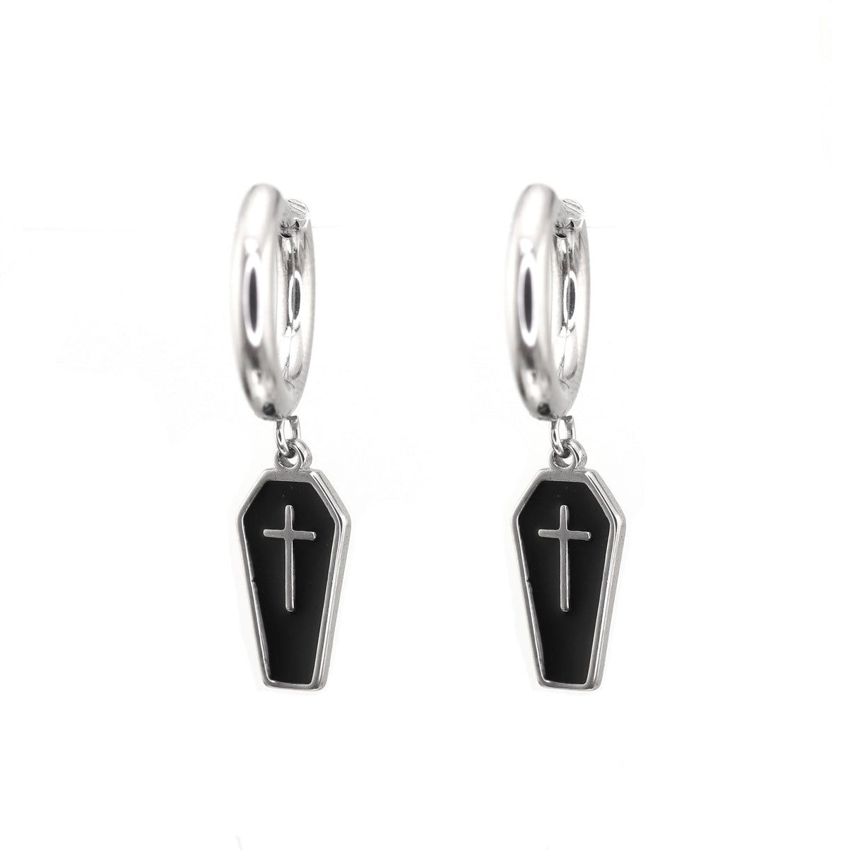 Hallowmas - PAIR OF Coffin Cross Stainless Steel Earring - product image 4