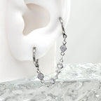 Double Hole CZ Chain Stainless Steel Earring - product overview