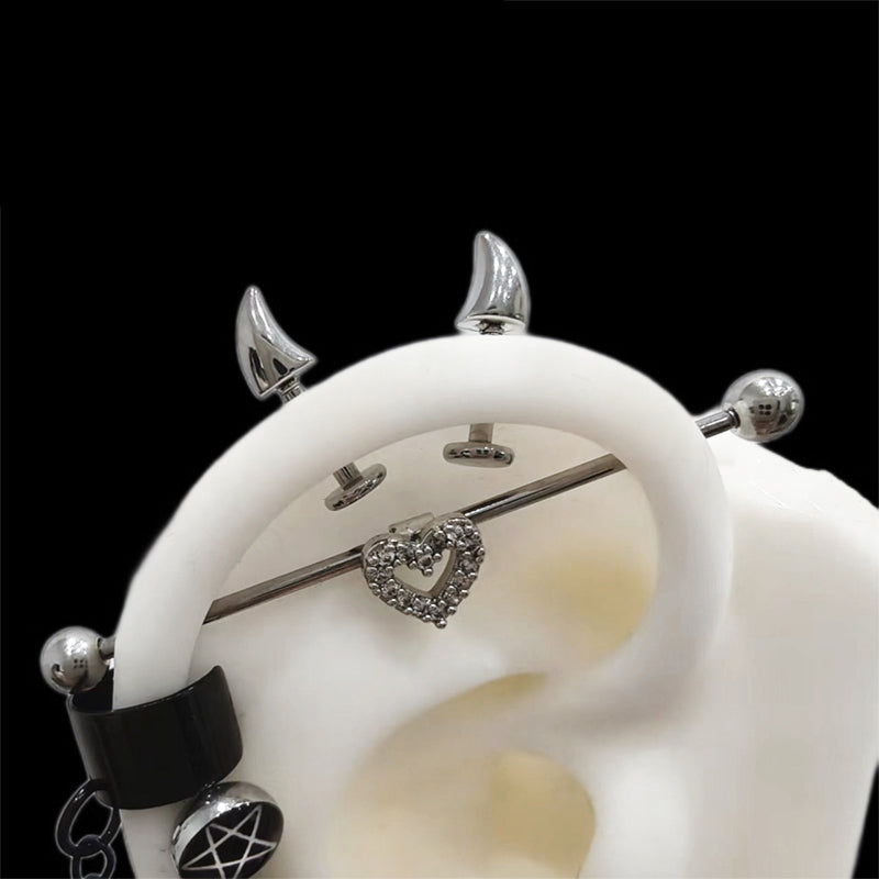 Devil Horn Internally Threaded Stainless Steel Ear Stud - product image 2