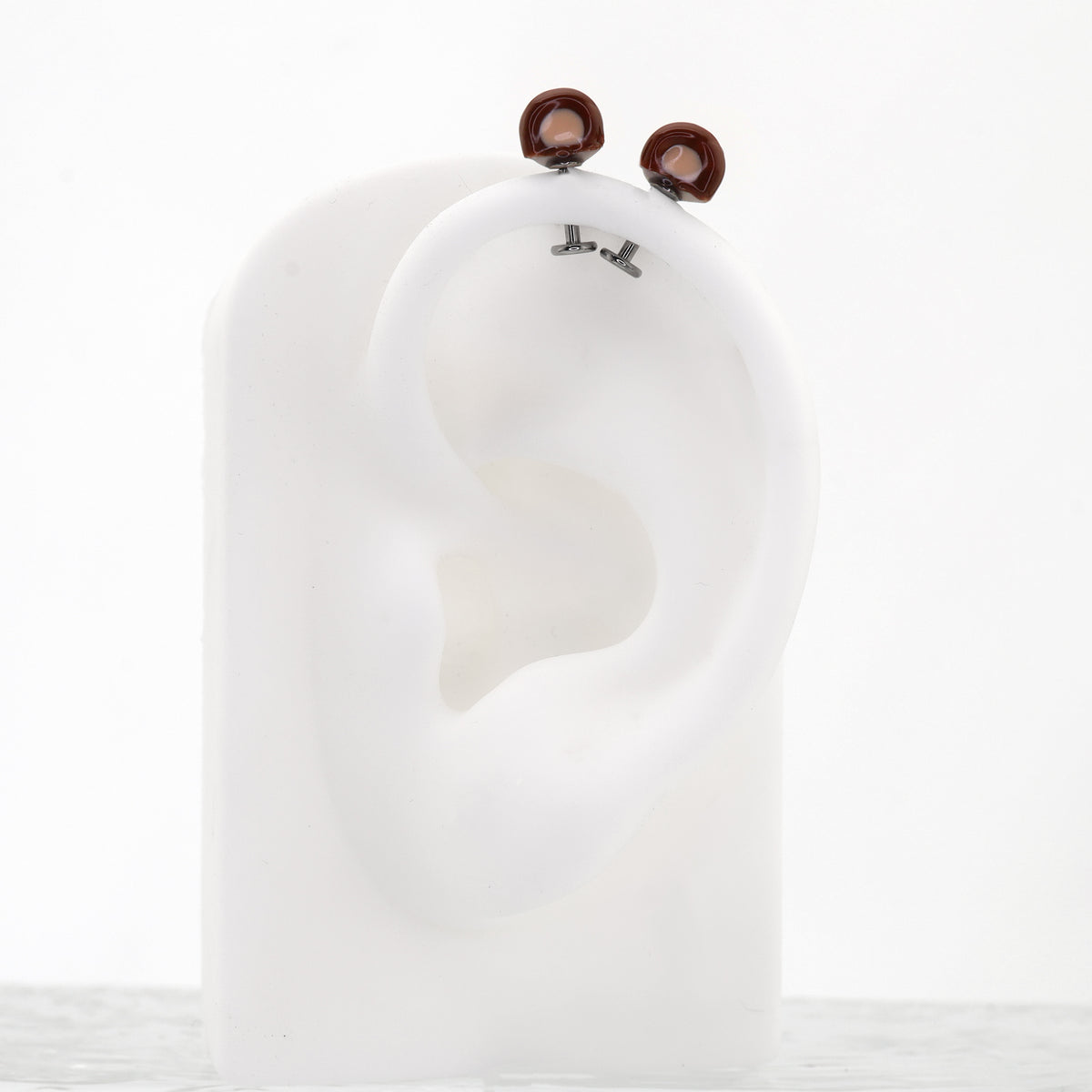 Paws & Purrs - Cute Brown Bear Ear Titanium Ear Stud - product image 4