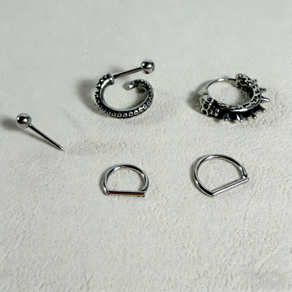 Heavy Metal Skeleton Ear Stack | Rock Hand, Tentacle & Spiked Skull Earrings Set - Crux Jewelry product image 4
