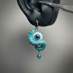 Cthulhu Eye – Pupil Detail Octopus Tentacle Earrings in Sky & Teal Blue - Crux Jewelry product image 5
