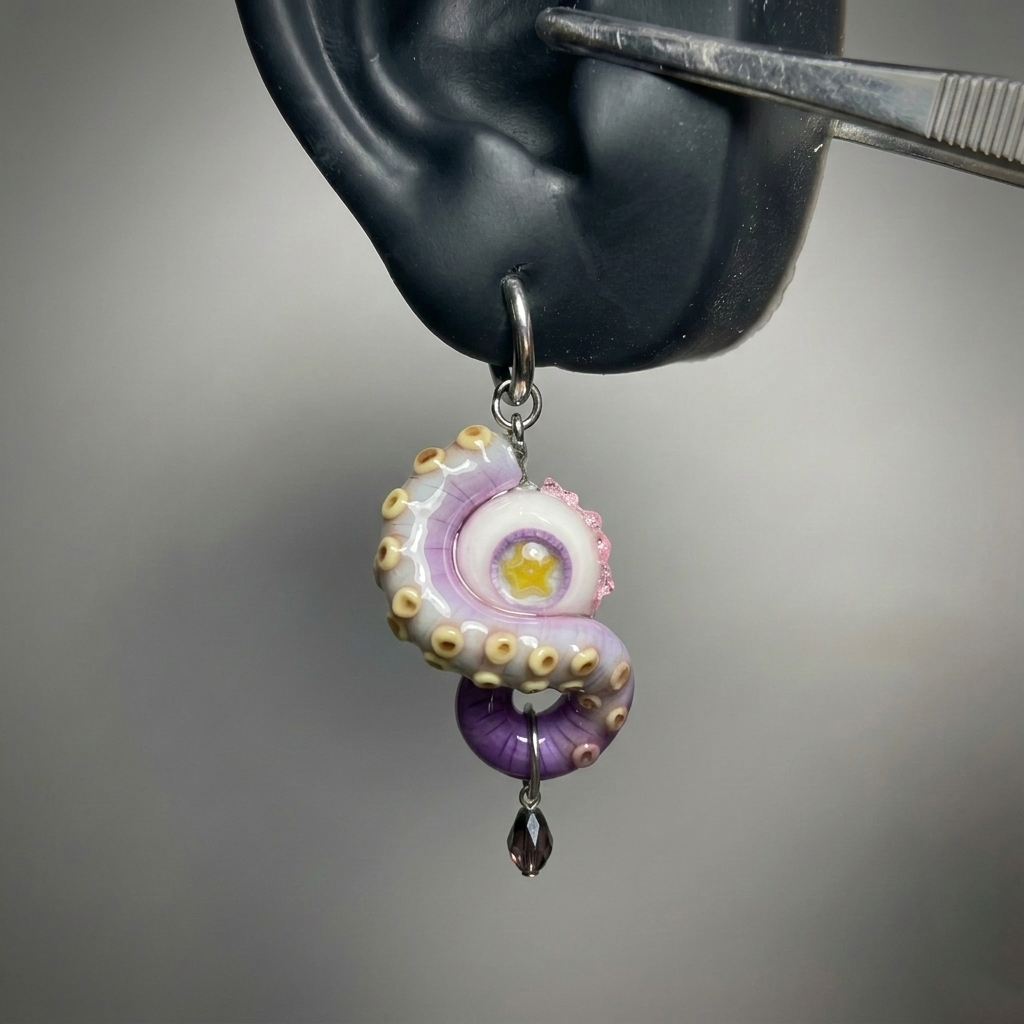 Mystic Star Cthulhu Eye – Purple Tentacle Earrings - Crux Jewelry product image 6
