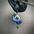 Cthulhu Eye – Heart Detail Octopus Tentacle Earrings in Blue & Pink - Crux Jewelry product image 3