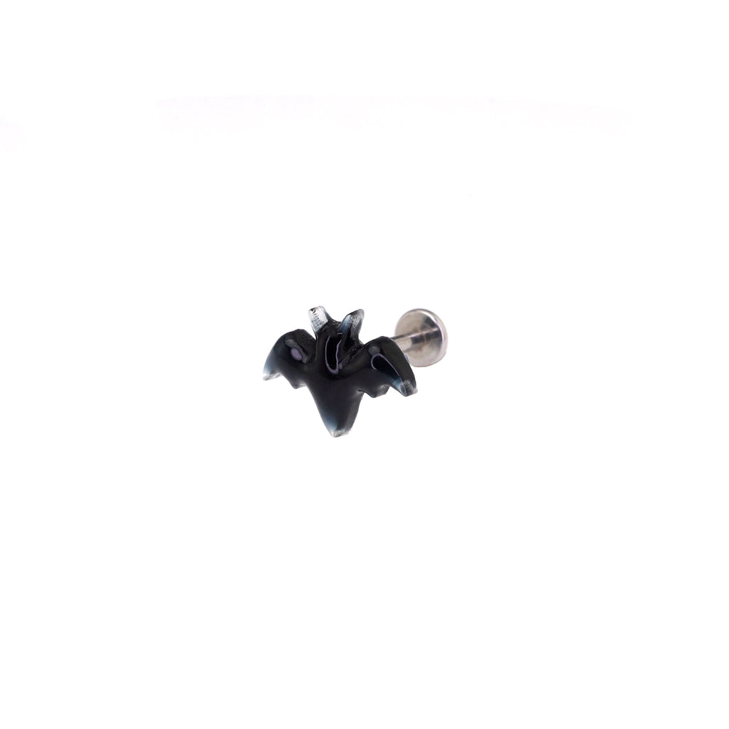 Hallowmas - Dark Gothic Bat Internally Threaded Stainless Steel Lip Ring - product image 2