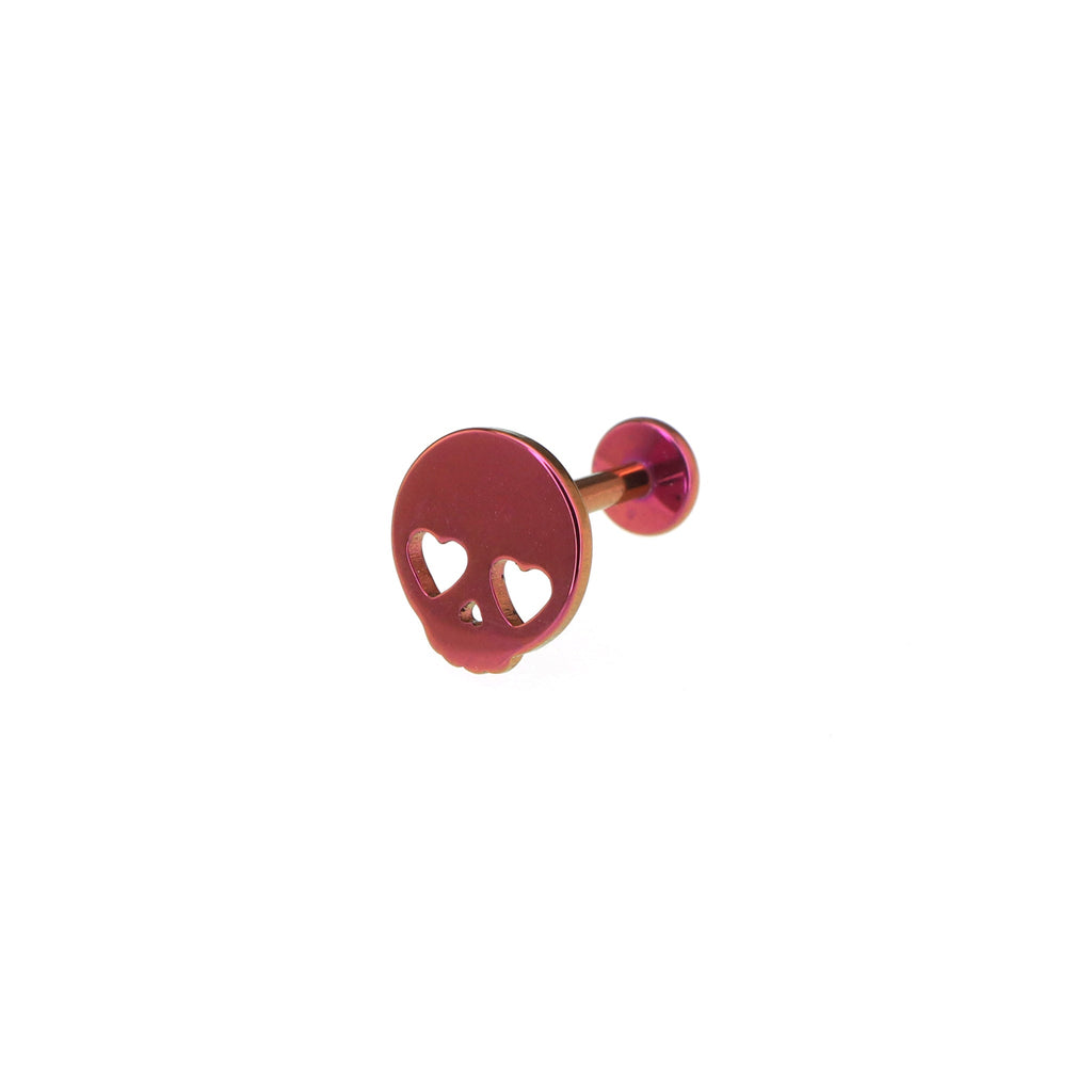 Hallowmas - Sweetheart Skeleton Titanium Ear Studs - Pink