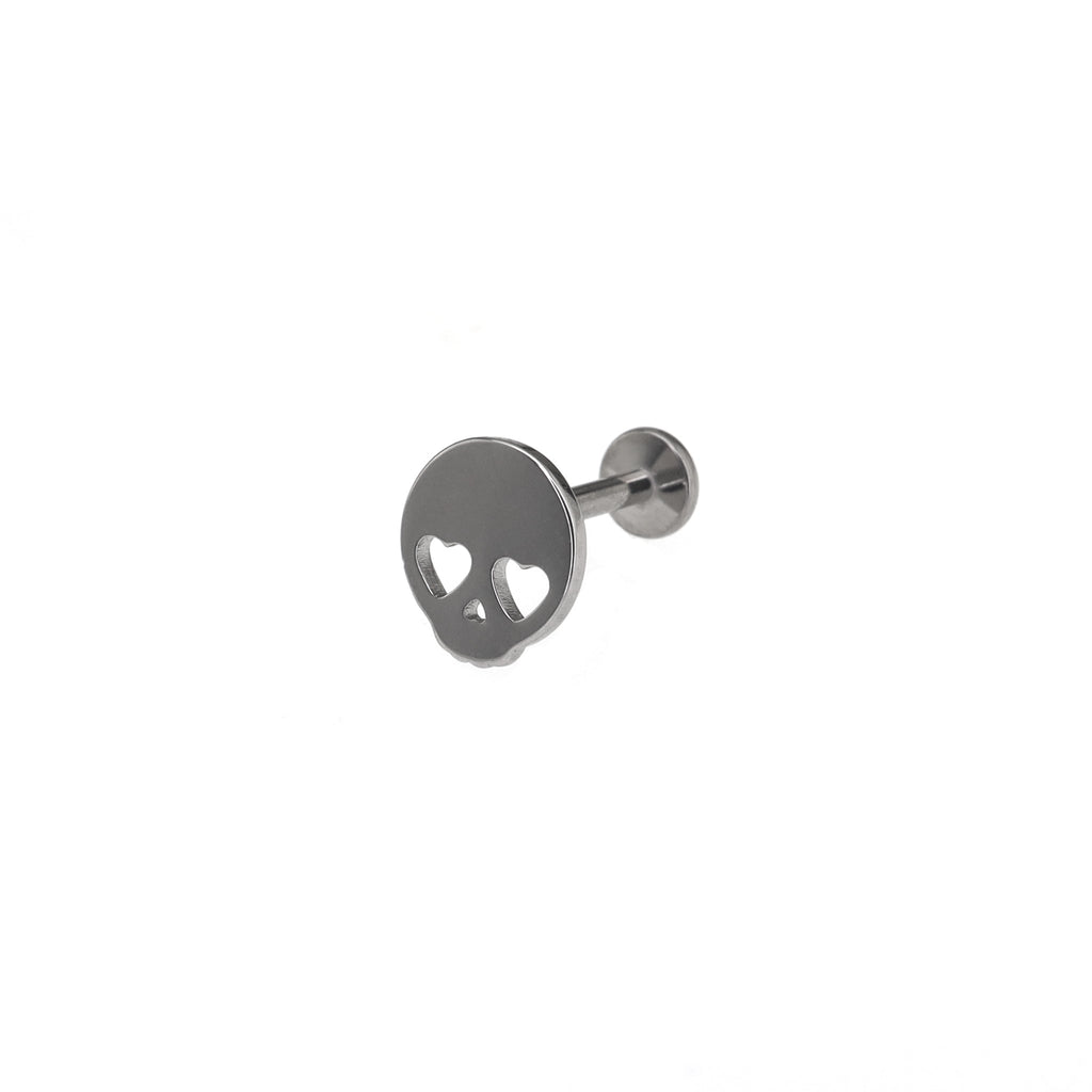 Hallowmas - Sweetheart Skeleton Titanium Ear Studs - White