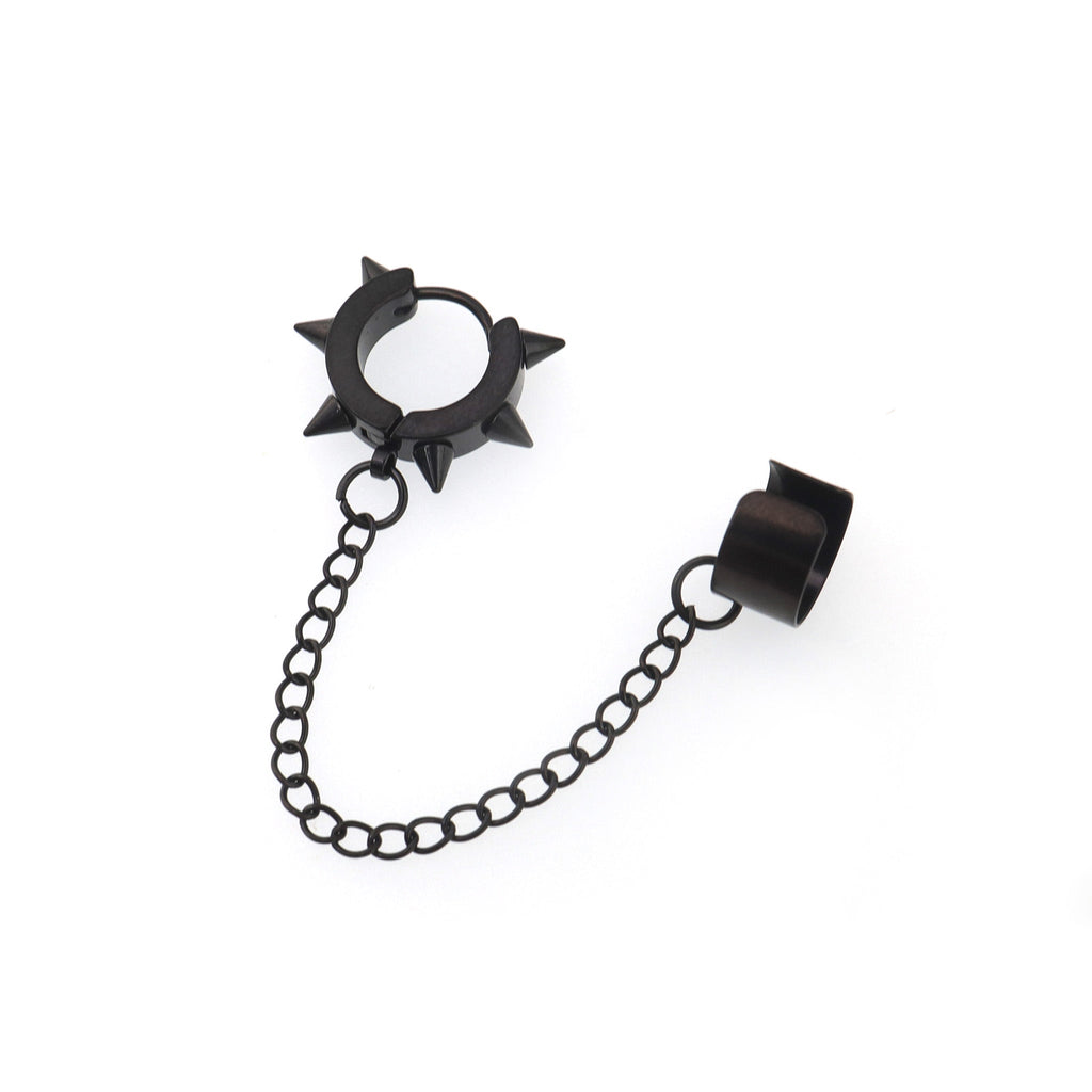 Black Six-Spike Chain Ear Clips - Black Six-Spike Chain Ear Clips - Chain
