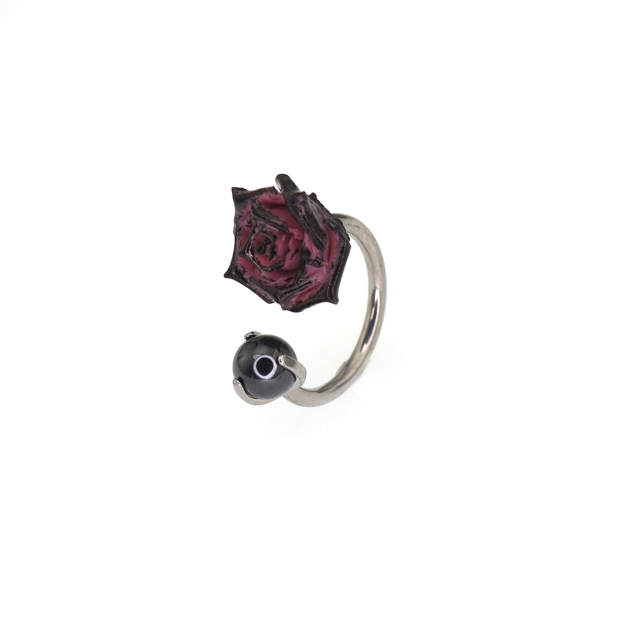 Black Six-Spike Chain Ear Clips - Black Six-Spike Chain Ear Clips - Horseshoe Ring