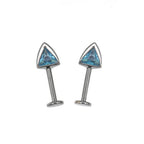 Paws & Purrs - PAIR OF Cat Ear CZ Internally Threaded Titanium Ear Stud - Blue