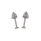 Paws & Purrs - PAIR OF Cat Ear CZ Internally Threaded Titanium Ear Stud - Radiant White