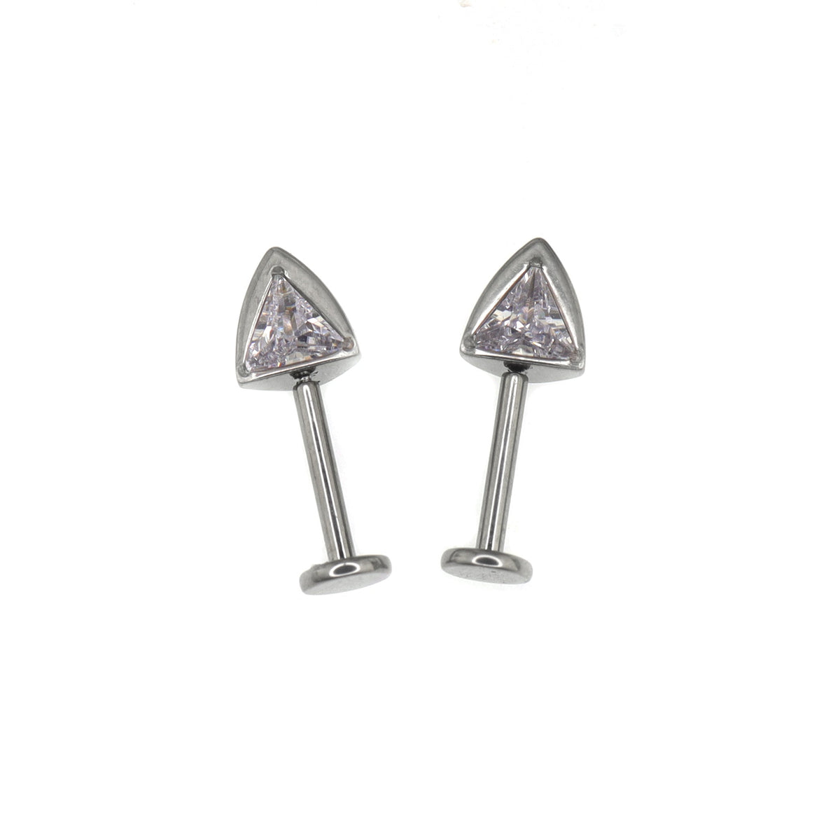 Paws & Purrs - PAIR OF Cat Ear CZ Internally Threaded Titanium Ear Stud - Radiant White