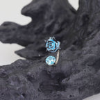 Butterfly Floral Whisper Rose Blue Cartilage & Helix Look - Butterfly Floral Whisper Rose Blue Cartilage & Helix Look - Rose Horseshoe Rings