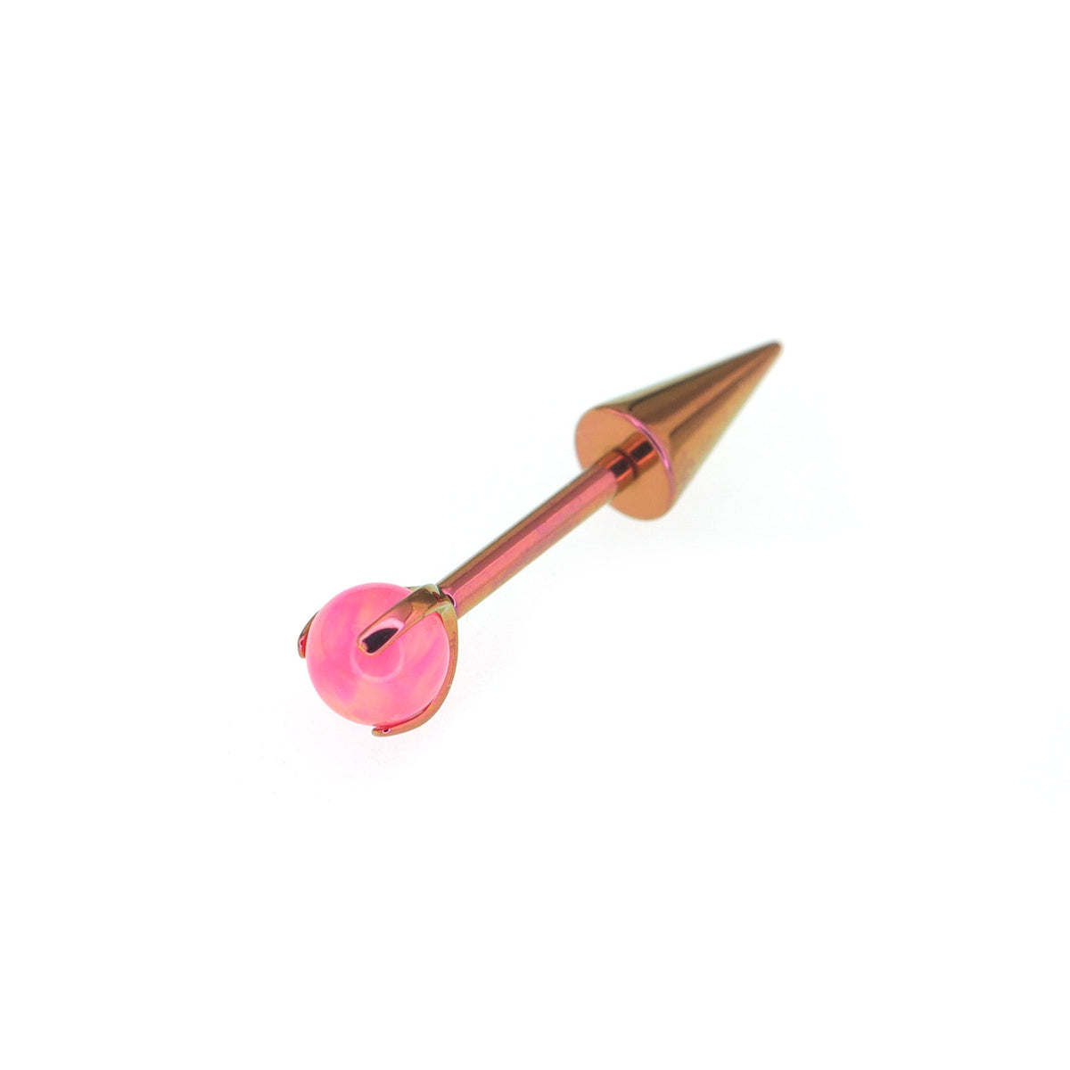 Opal Demon Spike Internally Threaded Titanium Cartilage Studs - Pink