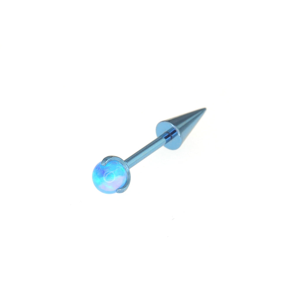Opal Demon Spike Internally Threaded Titanium Cartilage Studs - Blue