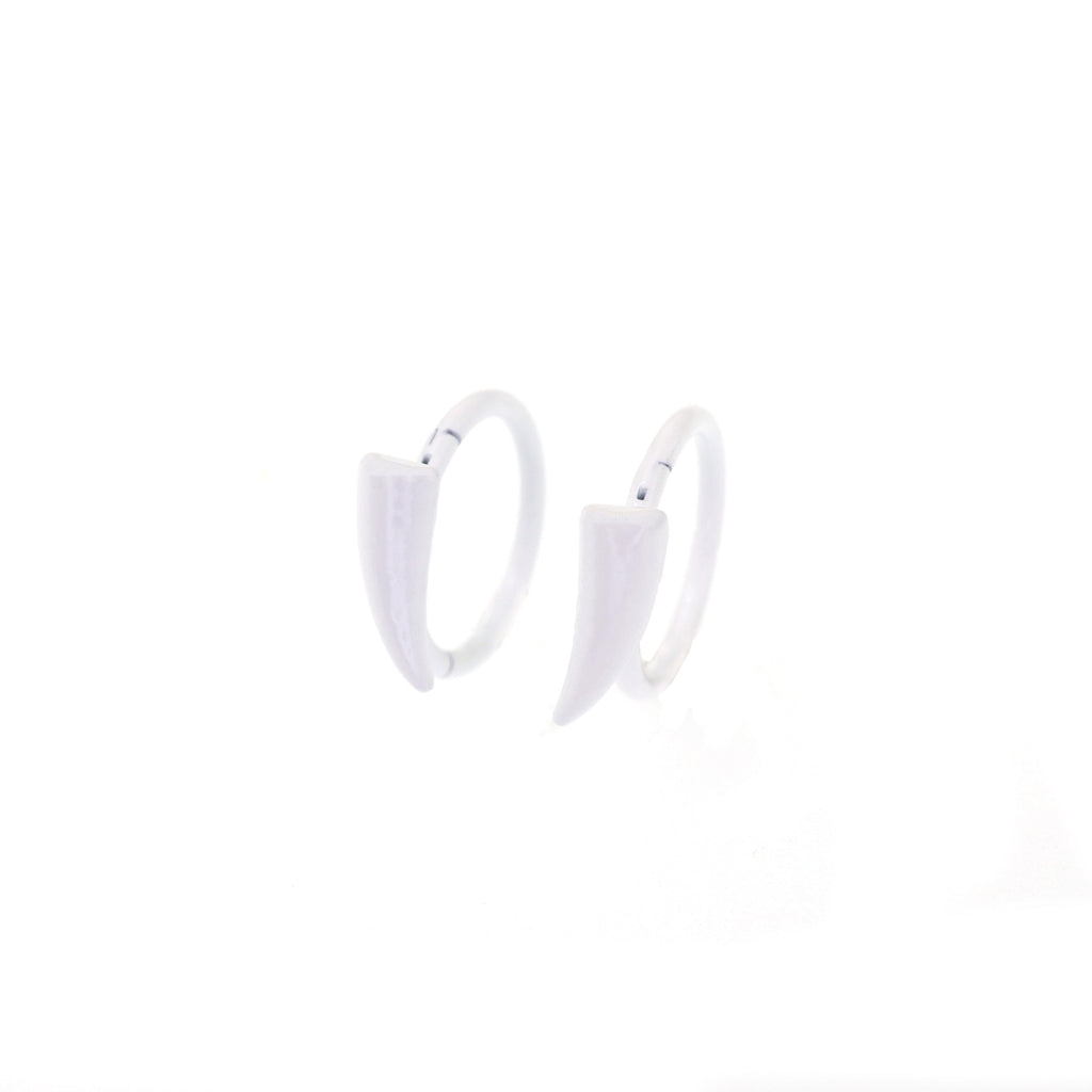 CRUX - PAIR OF White Enamel Fangs Stainless Steel Lip Clip - product image 3