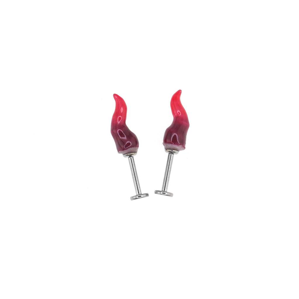 CRUX - Black & Red Satan Demon Titanium Helix Studs - product image 5