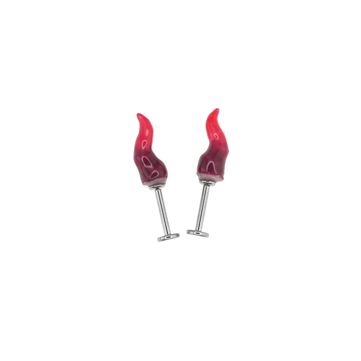 CRUX - Black & Red Satan Demon Titanium Helix Studs - product image 5