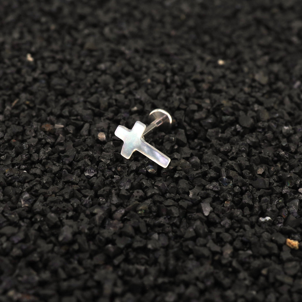 Hallowmas - Moonlight Gothic Cross Labret/Ear Stud - Moonlight Gothic Cross Labret