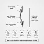 ASTM F-136 Titanium Gradient Oversized Spike Piercing | Edgy Punk Eyebrow Ring & Cartilage Stud