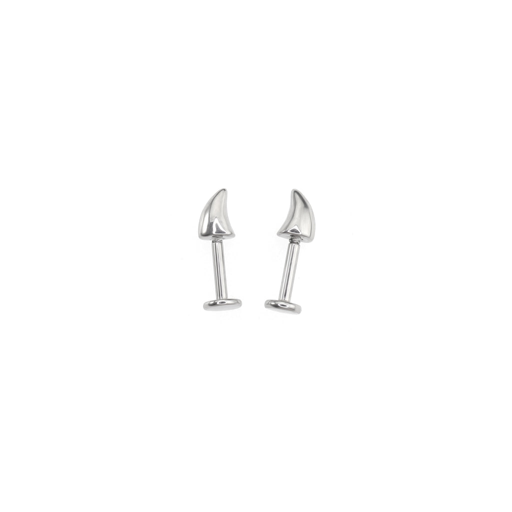 Devil Horn Internally Threaded Stainless Steel Ear Stud - product image 5