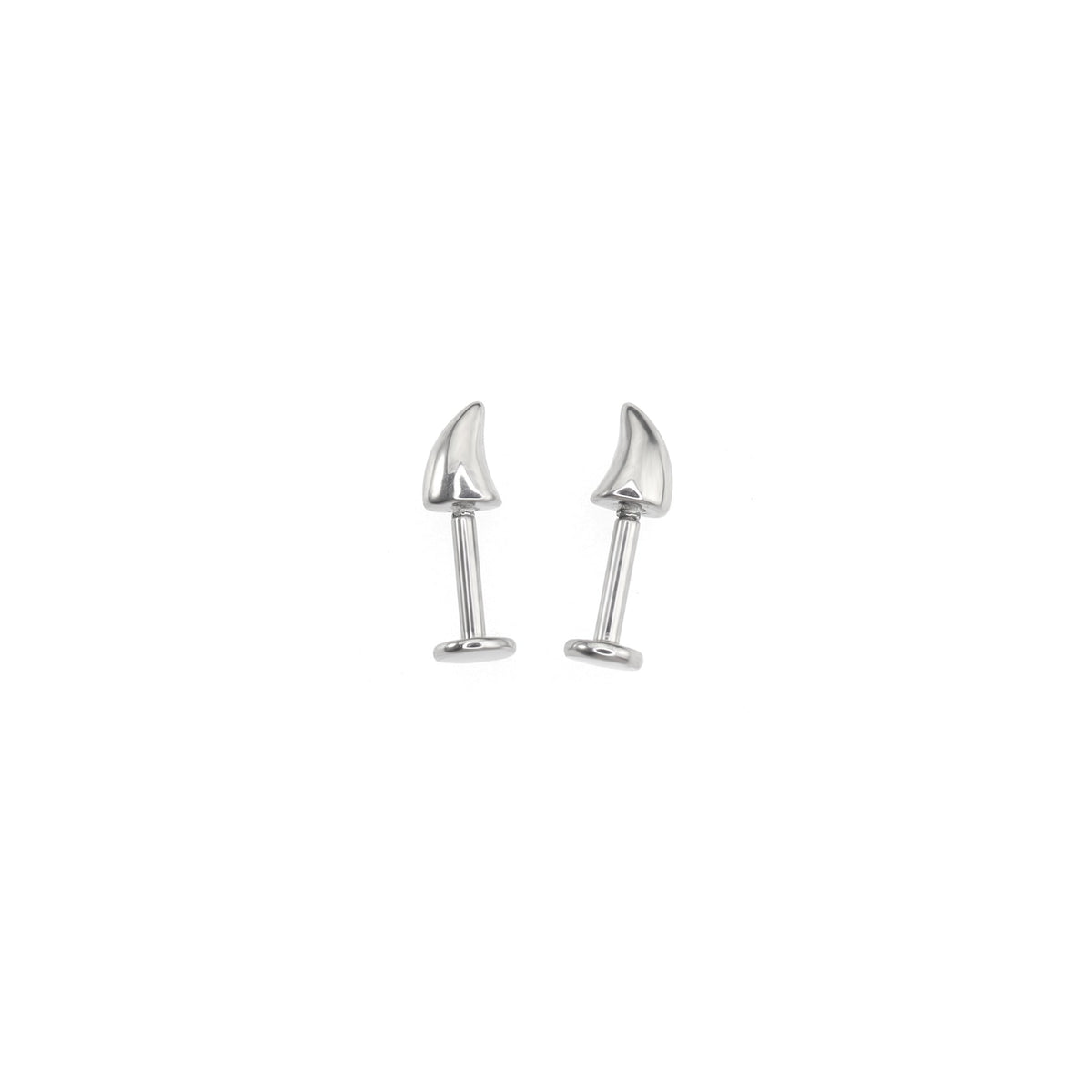 Devil Horn Internally Threaded Stainless Steel Ear Stud - product image 5