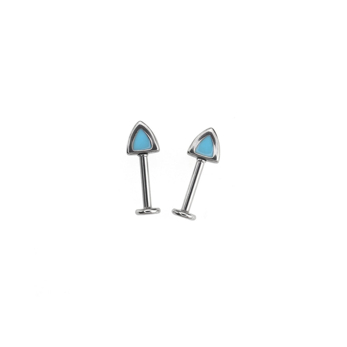 Paws & Purrs - Blue and Pink Cat Ear Stainless Steel Internally Threaded Helix Studs - Blue