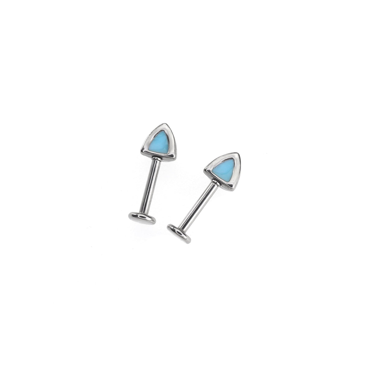 Paws & Purrs - Blue and Pink Cat Ear Stainless Steel Internally Threaded Helix Studs - Blue