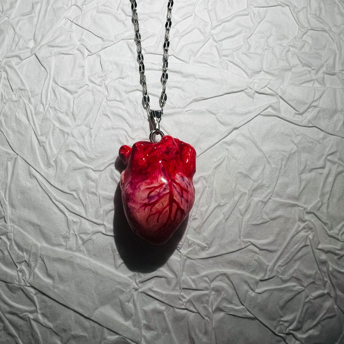"The Organ" Life-Like Anatomical Heart Necklace - Realistic Vein Detail - Crux Jewelry product image 3