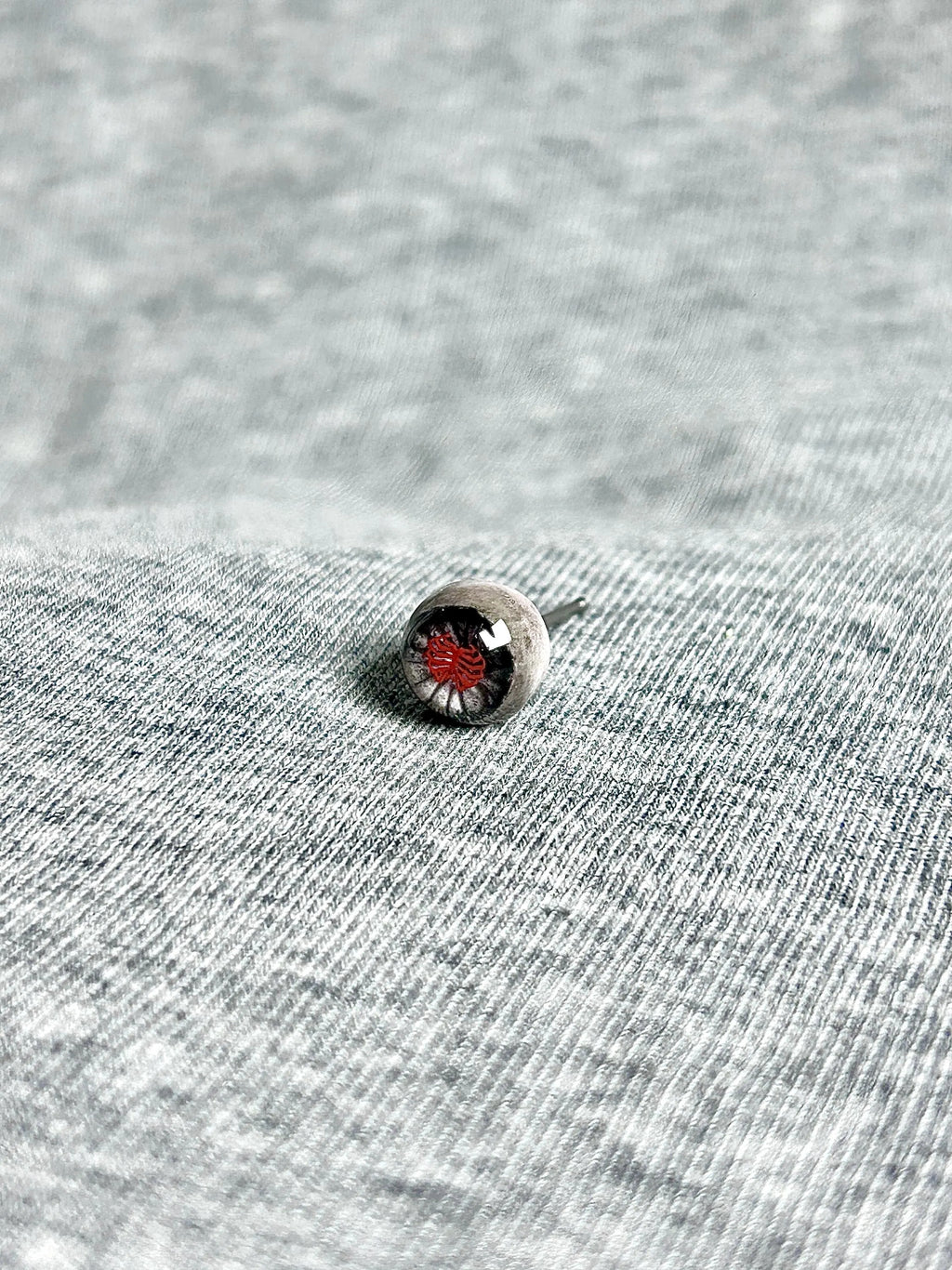 "Bloody Ribs" Dark Eyeball Studs - Red Skeleton Pupil - Crux Jewelry product image 2