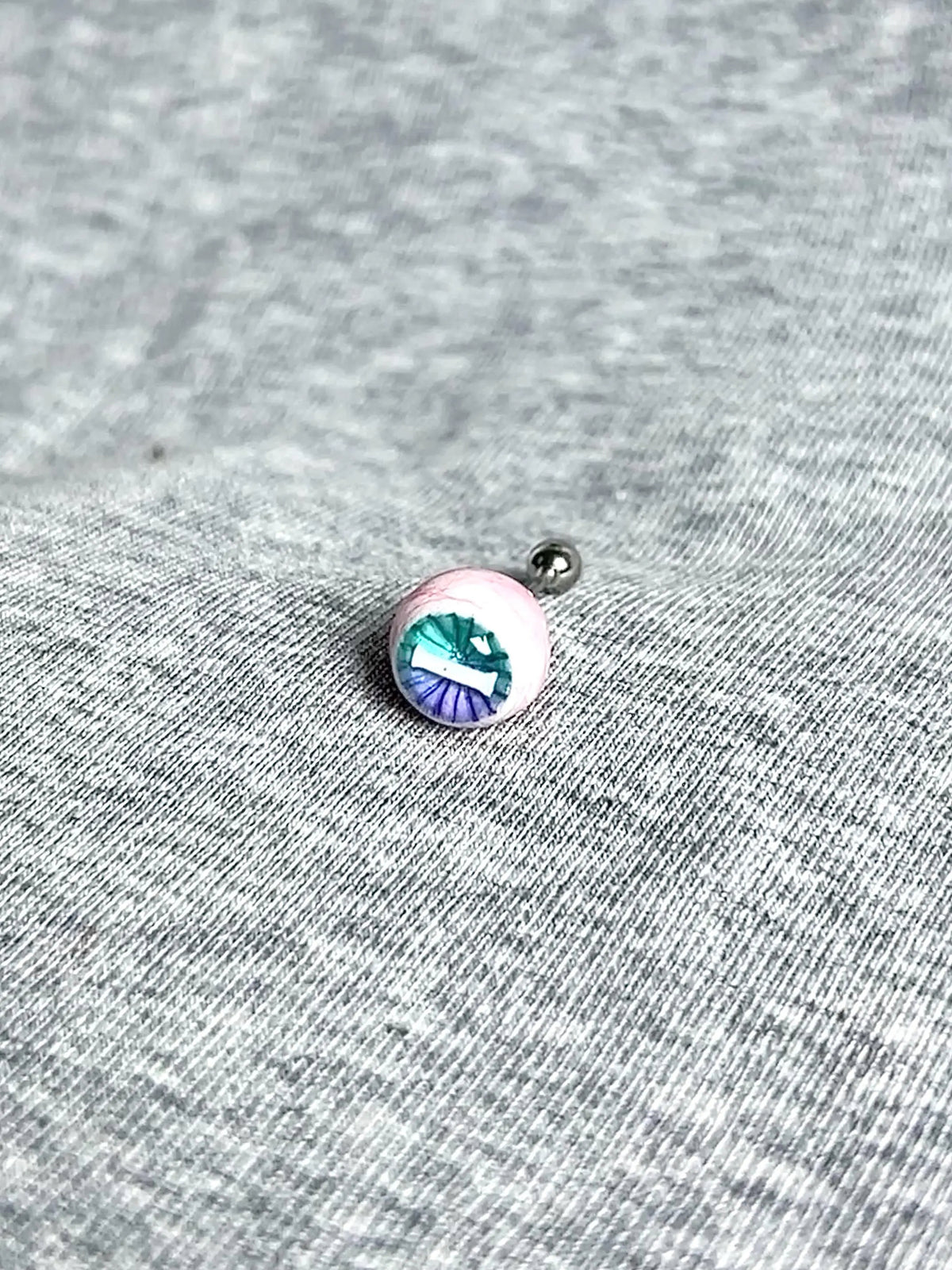 "Ghostly Pet" Mismatched Eyeball Studs - Aurora Iris (Bone & Moon) - Crux Jewelry product image 3