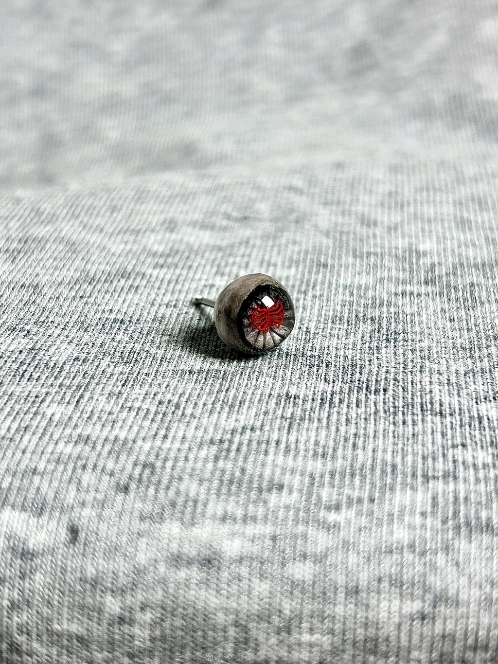"Bloody Ribs" Dark Eyeball Studs - Red Skeleton Pupil - Crux Jewelry product image 4