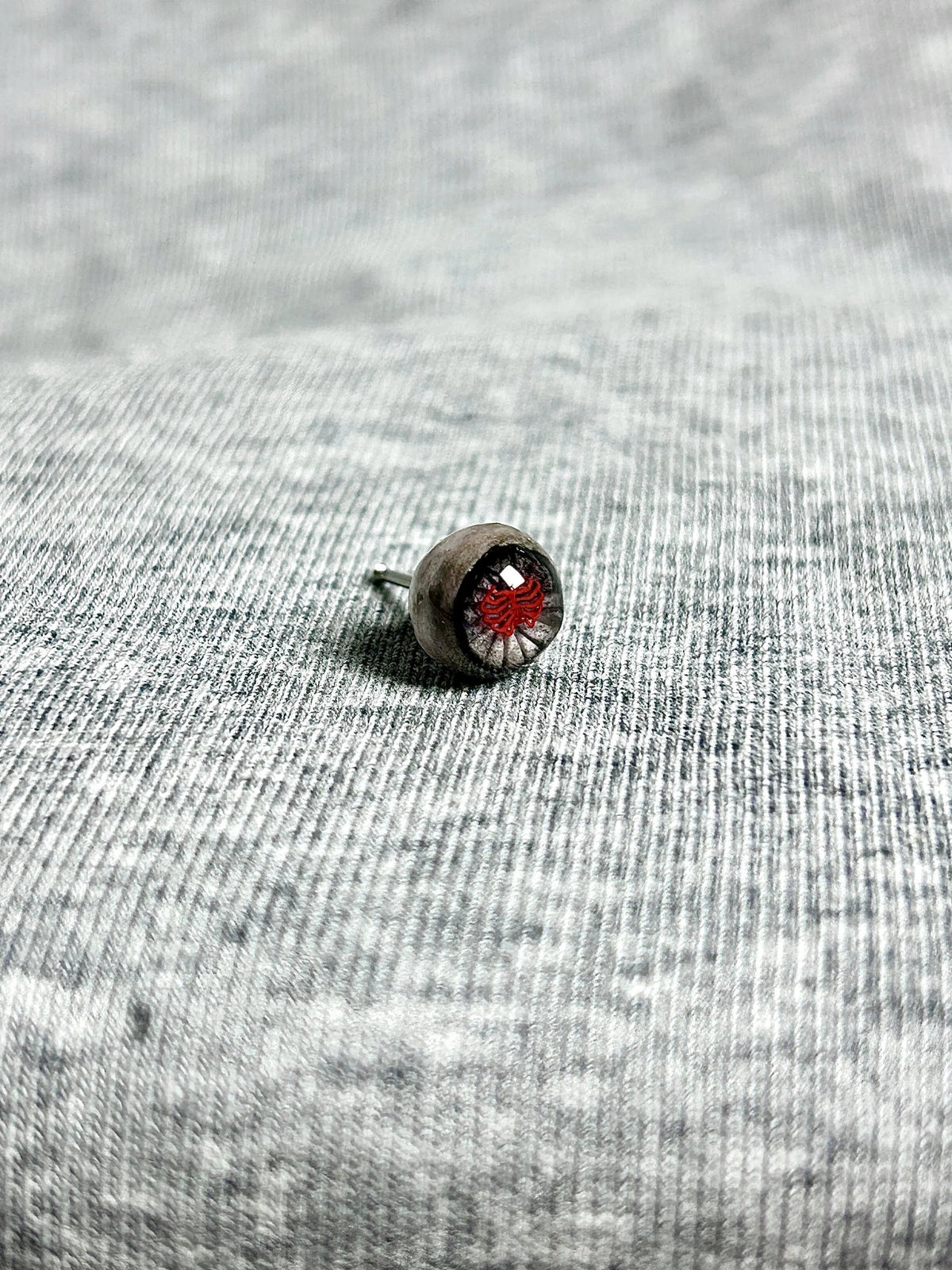 "Bloody Ribs" Dark Eyeball Studs - Red Skeleton Pupil - Crux Jewelry product image 4