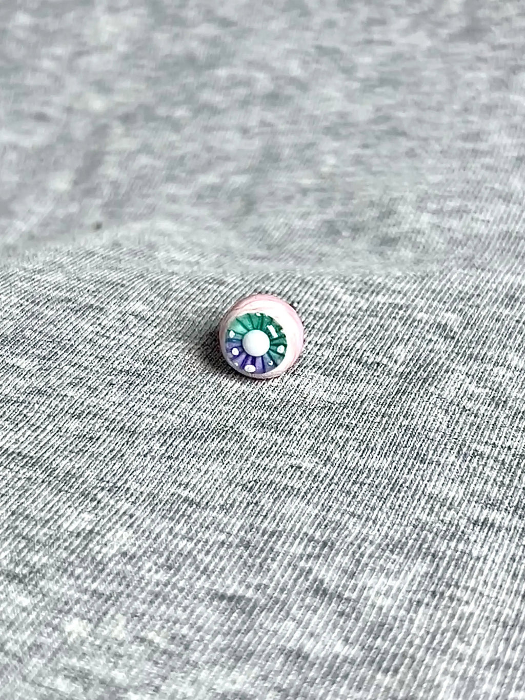 "Ghostly Pet" Mismatched Eyeball Studs - Aurora Iris (Bone & Moon) - Crux Jewelry product image 4