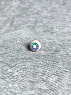 "Ghostly Pet" Mismatched Eyeball Studs - Aurora Iris (Bone & Moon) - Crux Jewelry product image 4