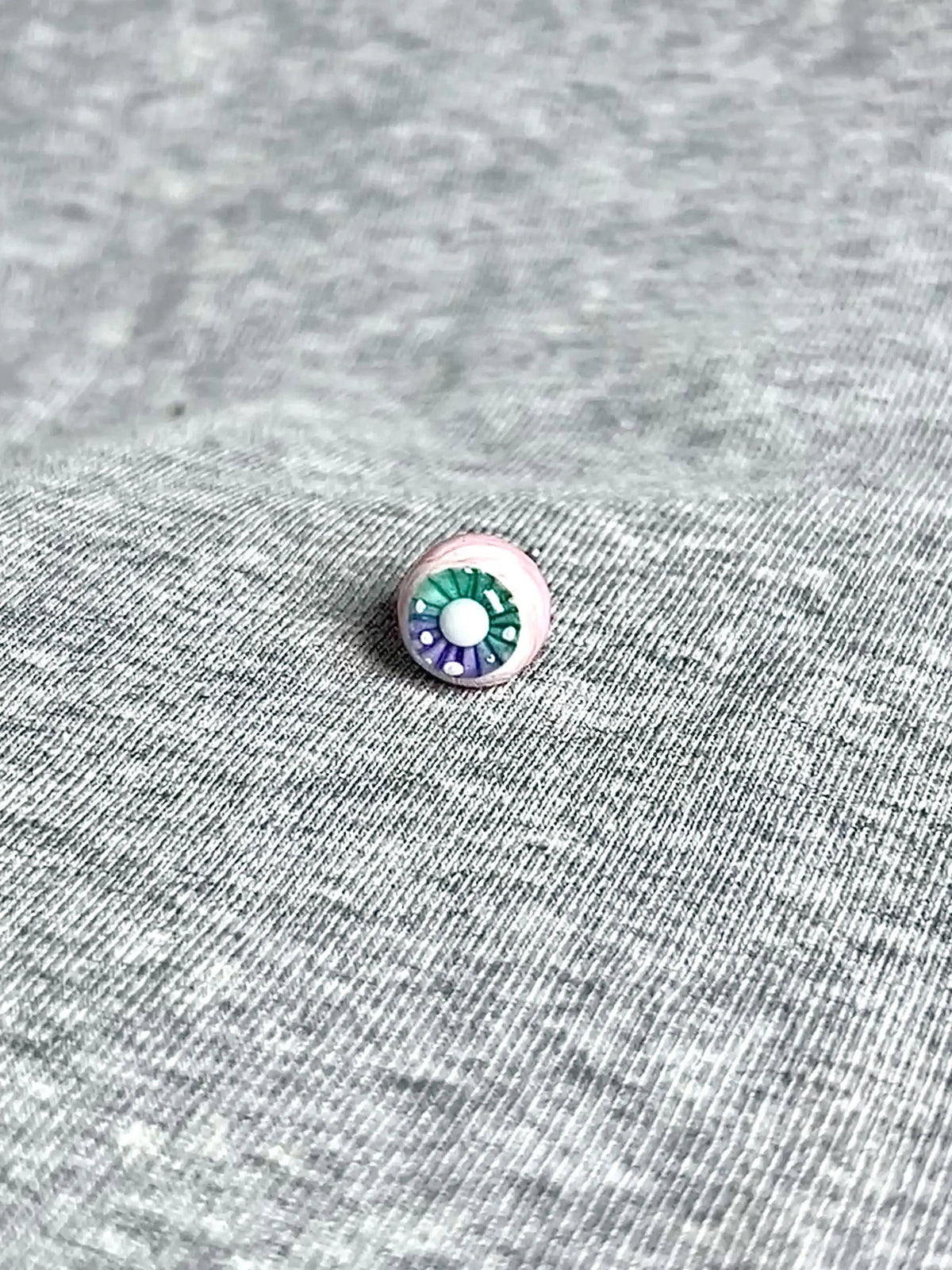"Ghostly Pet" Mismatched Eyeball Studs - Aurora Iris (Bone & Moon) - Crux Jewelry product image 4
