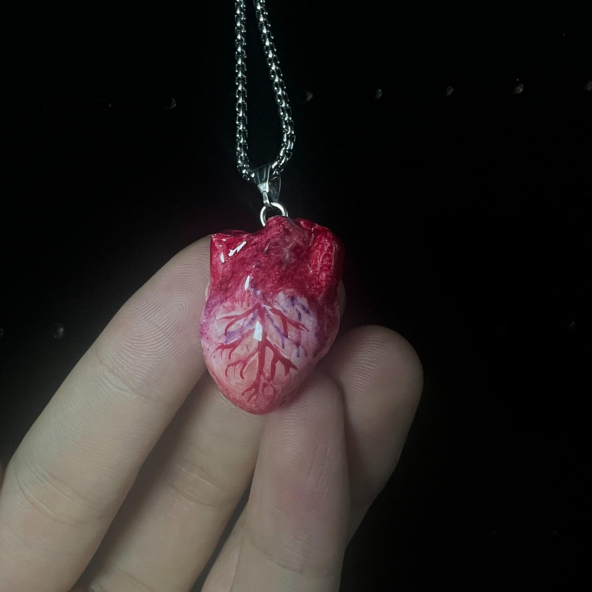 "The Organ" Life-Like Anatomical Heart Necklace - Realistic Vein Detail - Crux Jewelry product image 6