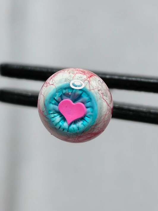 Artisan Heart-Pupil Bloodshot Eyeball | Titanium Eyeball Tongue/Ear/Lip Stud - Crux Jewelry product image 4